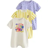 Next Rompertje/body lichtbeige / geel / lila
