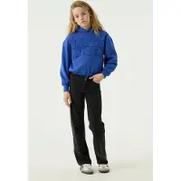 Garcia straight leg jeans met studs - zwart Meisjes Denim Effen - maat 176