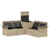 vidaXL Bankstel 5 st Beige en Lichtgrijs Poly Rattan en Staal