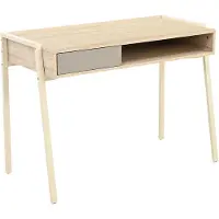 En.casa Bureau 'Boderas' met open vak en lade, afmetingen 107 x 55 x 78 cm, metalen frame, beige/travertin