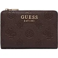 GUESS portemonnee Blake SLG Zip Around Card Case Brown Logo donkerbruin