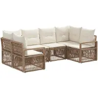 vidaXL Tuinbank Set 6 st 6-Aantal zitplaatsen Beige poly rattan