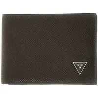 GUESS Leren kaarthoes Milano Bifold - Card Holder Dark Oak / Grey donkerbruin