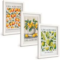 Tulup 3-Delige Schilderij Set - Citrusvruchten in diverse kleurrijke en verse varianten - 20x30 - Muurdecoratie - Wanddecoratie - Slaapkamer - Moderne Wanddecoratie