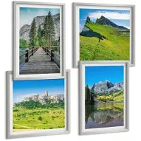Tulup 4-Delige Schilderij Set - Groene heuvels met een kasteel en berglandschappen - 40 x 40 cm en 40 x 60 cm - Wanddecoratie - Muurdecoratie - Woonkamer - Interieur Decoratie