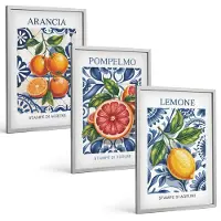 Tulup 4-Delige Schilderij Set - Trendy posters met citrusvruchten in Italiaanse stijl - 40 x 60 cm - Moderne Wanddecoratie - Woonkamer - Stijlvolle Muurdecoratie