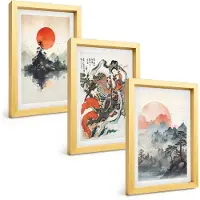 Tulup 4-Delige Schilderij Set - Aziatische schilderijen: landschappen en portretten in de Japandi-stijl. - 20 x 30 cm - Muurdecoratie - Wanddecoratie - Slaapkamer - Moderne Wanddecoratie