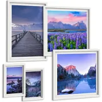 Tulup 4-Delige Schilderij Set - Berg- en kustlandschappen met schilderachtige uitzichten - 50 x 50 cm, 20 x 30 cm en 40 x 60 cm - Wanddecoratie - Schilderijen Set - Kantoor - Stijlvolle Muurdecoratie