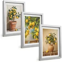 Tulup 4-Delige Schilderij Set - Citroenbomen in potten en vazen - 20 x 30 cm - Wanddecoratie - Muurdecoratie - Woonkamer - Decoratieve Schilderijen