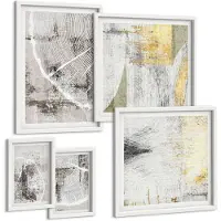 Tulup 4-Delige Schilderij Set - Abstracte patronen en texturen in neutrale tinten - 50 x 50 cm, 20 x 30 cm en 40 x 60 cm - Moderne Wanddecoratie - Slaapkamer - Interieur Decoratie