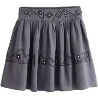 Next - Dames - Rara minirok met borduursel met spiegeldetail - Blauw