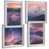 Tulup 4-Delige Schilderij Set - Bergen en water in prachtige natuurlijke landschappen - 40 x 40 cm en 40 x 60 cm - Wanddecoratie - Schilderijen Set - Kantoor - Woonkamer Decoratie