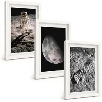 Tulup 3-Delige Schilderij Set - Foto's van astronautenvoetafdrukken op de maan - 20x30 - Stijlvolle Muurdecoratie - Slaapkamer