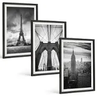 Tulup 4-Delige Schilderij Set - Torens en bruggen in monochrome tinten - 40 x 60 cm - Wanddecoratie - Woonkamer Decoratie