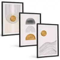 Tulup 4-Delige Schilderij Set - Abstracte vormen en lijnen in beige en grijze tinten. - 40 x 60 cm - Decoratieve Muurdecoratie - Slaapkamer - Interieur Decoratie