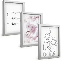 Tulup 4-Delige Schilderij Set - Bloemen en familie in minimalistisch design. - 20 x 30 cm - Wanddecoratie - Muurdecoratie - Woonkamer