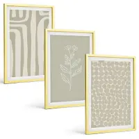 Tulup 4-Delige Schilderij Set - Plantaardige en geometrische patronen in ingetogen kleuren. - 40 x 60 cm - Wanddecoratie - Muurdecoratie - Woonkamer - Stijlvolle Muurdecoratie