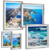Tulup 4-Delige Schilderij Set - Landschappen van de Egeïsche Zee met pittoreske uitzichten - 50 x 50 cm, 20 x 30 cm en 40 x 60 cm - Muurdecoratie - Wanddecoratie - Hal - Moderne Wanddecoratie