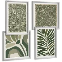 Tulup 4-Delige Schilderij Set - Abstracte patronen met bladeren en golvende vormen - 40 x 40 cm en 40 x 60 cm - Muurdecoratie - Decoratieve Schilderijen - Wohnzimmer - Wanddecoratie