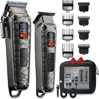 Hatteker Tondeuse en Baardtrimmer – Professionele Haartondeuse Set – Precisietrimmer – 7 Opzetkammen – Met Opbergtas – Grijs