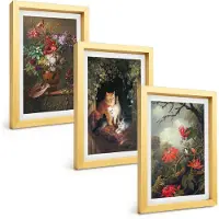 Tulup 4-Delige Schilderij Set - Vintage bloemen, katten en planten in de natuur - 20 x 30 cm - Muurdecoratie - Decoratieve Schilderijen - Wohnzimmer - Moderne Wanddecoratie