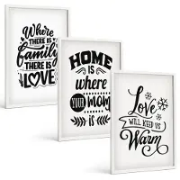 Tulup 3-Delige Schilderij Set - Familie, liefde, thuis, warmte in eenvoudige slogans - 40x60 - Wanddecoratie - Moderne Interieurdecoratie - Decoratieve Schilderijen
