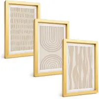 Tulup 4-Delige Schilderij Set - Abstracte patronen in beige en witte tinten. - 20 x 30 cm - Decoratieve Schilderijen - Woonkamer - Interieur - Moderne Wanddecoratie