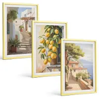 Tulup 4-Delige Schilderij Set - Sfeervolle straatjes met citroenbomen en uitzicht op zee. - 40 x 60 cm - Decoratieve Muurdecoratie - Slaapkamer