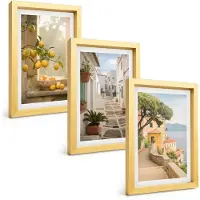 Tulup 4-Delige Schilderij Set - Uitzicht op citrusbomen vanuit het raam en architectuur aan zee. - 20 x 30 cm - Decoratieve Muurdecoratie - Slaapkamer - Decoratieve Schilderijen
