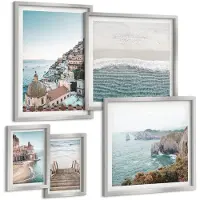 Tulup 4-Delige Schilderij Set - Kustlandschappen met charmante stadjes en stranden - 50 x 50 cm, 20 x 30 cm en 40 x 60 cm - Stijlvolle Muurdecoratie - Kantoor - Moderne Wanddecoratie