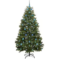 vidaXL - Kunstkerstboom - 210 - cm - 300 - LED's - Warmwit - PVC - en - Staal - Groen