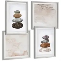 Tulup 4-Delige Schilderij Set - Minimalistisch boho-schilderij van steenstapels - 40 x 40 cm en 40 x 60 cm - Muurdecoratie - Decoratieve Schilderijen - Wohnzimmer - Woonkamer Decoratie