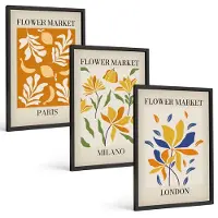 Tulup 4-Delige Schilderij Set - Bloemenposters Parijs Milaan Londen - 40 x 60 cm - Schilderijen Set - Wanddecoratie - Woonkamer - Stijlvolle Muurdecoratie