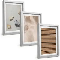 Tulup 4-Delige Schilderij Set - Stenen Hout Stof Diverse texturen - 20 x 30 cm - Muurdecoratie - Interieur Decoratie - Decoratieve Schilderijen