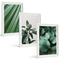 Tulup 3-Delige Schilderij Set - Esthetische tropische bladeren in diverse groene tinten - 40x60 - Muurdecoratie - Decoratieve Schilderijen - Wohnzimmer - Stijlvolle Muurdecoratie