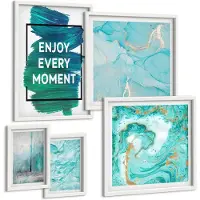 Tulup 4-Delige Schilderij Set - Abstracte composities met inspirerende letters en patronen - 50 x 50 cm, 20 x 30 cm en 40 x 60 cm - Stijlvolle Muurdecoratie - Kantoor - Decoratieve Schilderijen