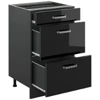 Vicco Keukenonderkast R-Line, Zwart hoogglans/Antraciet, 50 cm goudkleurig eiken werkblad