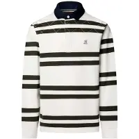 Hackett Heren Witte Rugby Polo (L), Casual, Katoen, Lange mouwen HM5700025