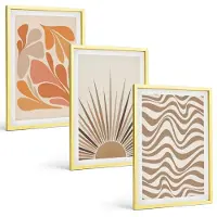 Tulup 4-Delige Schilderij Set - Zon Boho Pastel Abstracte Vormen - 40 x 60 cm - Stijlvolle Muurdecoratie - Slaapkamer - Woonkamer Decoratie