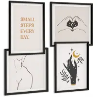Tulup 4-Delige Schilderij Set - Minimalistische illustraties die boho-tekst inspireren - 40 x 40 cm en 40 x 60 cm - Decoratieve Muurdecoratie - Slaapkamer - Stijlvolle Muurdecoratie