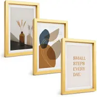 Tulup 4-Delige Schilderij Set - Abstracte vormen en natuurlijke accenten inbegrepen - 20 x 30 cm - Wanddecoratie - Woonkamer Decoratie - Decoratieve Schilderijen