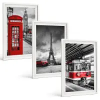Tulup 3-Delige Schilderij Set - Iconische steden: Londen, Parijs en het spoorvervoer - 40x60 - Muurdecoratie - Schilderijen Set - Woonkamer