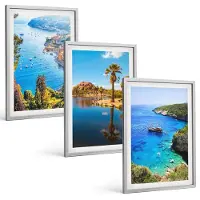 Tulup 4-Delige Schilderij Set - Uitzicht op zee met palmbomen en blauw water - 40 x 60 cm - Decoratieve Schilderijen - Woonkamer - Interieur - Interieur Decoratie