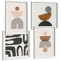 Tulup 4-Delige Schilderij Set - Abstracte vormen, modieus boho-design - 40x40 en 40x60 - Wanddecoratie - Woonkamer Decoratie - Decoratieve Schilderijen