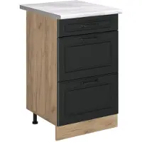 Vicco Keukenonderkast R-Line, Antraciet landelijk/Goudkleurig Eiken, 50 cm marmer werkblad