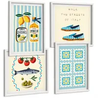 Tulup 4-Delige Schilderij Set - Fruitpatronen en elementen van de Italiaanse cultuur - 40x40 en 40x60 - Moderne Wanddecoratie - Woonkamer - Woonkamer Decoratie