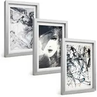 Tulup 4-Delige Schilderij Set - Abstracte patronen in zwart-wit tinten - 20 x 30 cm - Wanddecoratie - Muurdecoratie - Woonkamer - Decoratieve Schilderijen