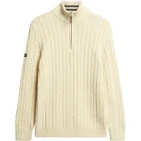Superdry Preppy Cable Half-zip Trui Slanke Pasvorm Crème Grootte: XL