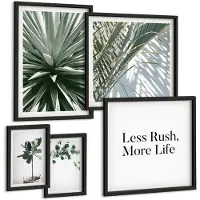 Tulup 4-Delige Schilderij Set - Groene bladplanten in een moderne decoratieve stijl. - 50 x 50 cm, 20 x 30 cm en 40 x 60 cm - Muurdecoratie - Decoratieve Schilderijen - Wohnzimmer - Wanddecoratie