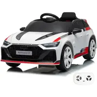 Vrooomy Audi RS6 GT Elektrische Kinderauto 12V 1 tot 6 jaar - Limited Edition Accuvoertuig met Afstandsbediening, EVA wielen & 3-puntsgordel - Kindervoertuig met Werkende Deuren & MP3-speler - Wit